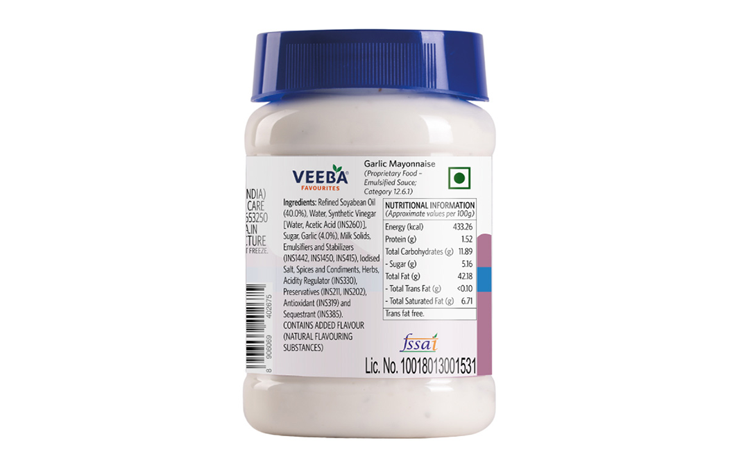 Veeba Eggless Garlic Mayonnaise    Plastic Jar  250 grams